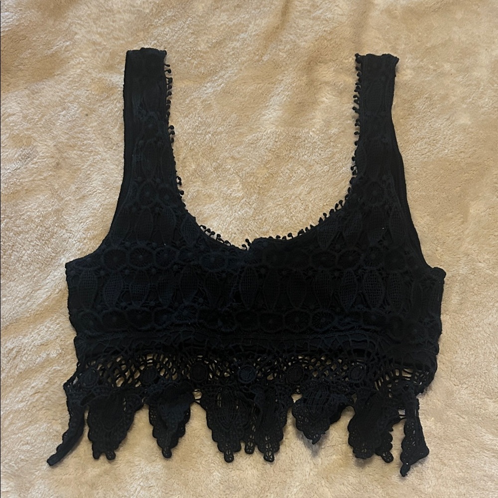 Kaitlyn Black Lace Crop Top